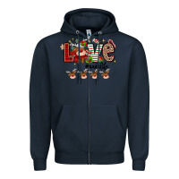 Navy love christmas Zipper Hoodie - MaliasSmallBusiness