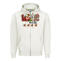 Oatmeal Heather love christmas Zipper Hoodie - MaliasSmallBusiness