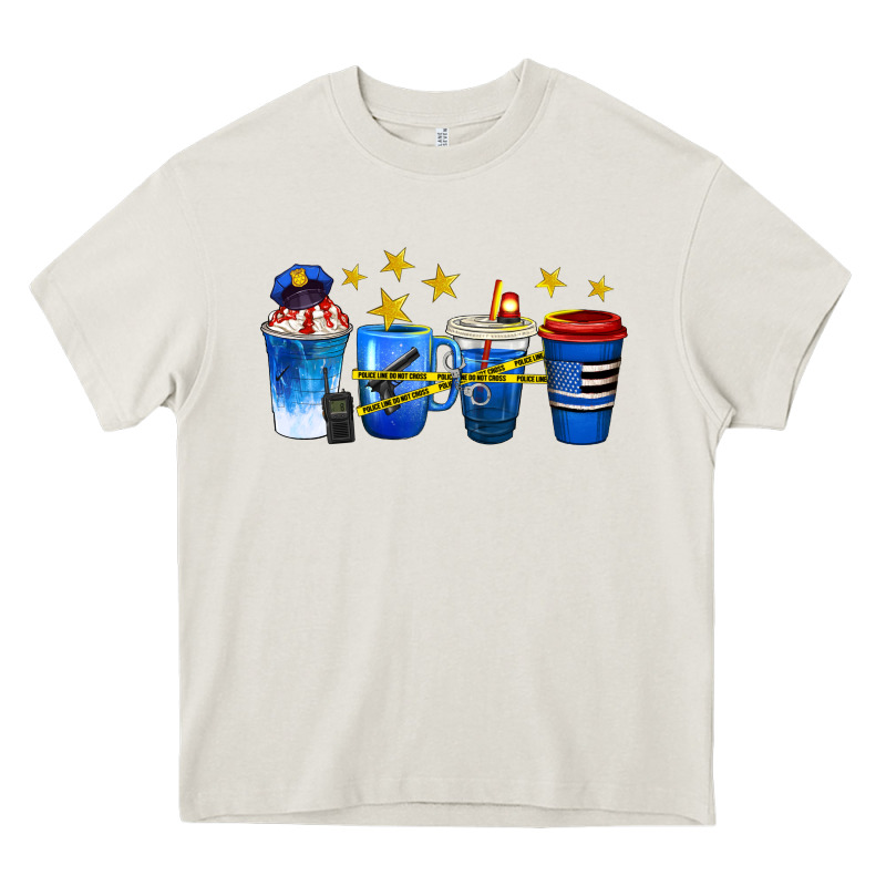 Police Coffee Cups Heavy Core Tee by texasbilliewilder | Teevron