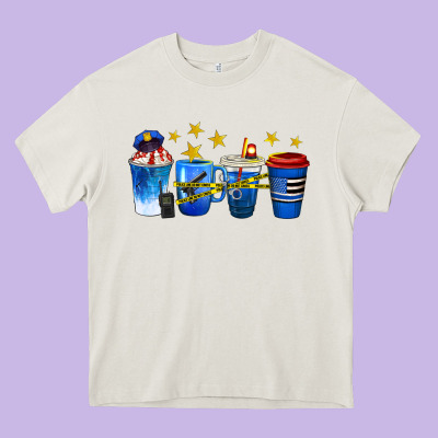 Police Coffee Cups Heavy Core Tee Designed By Texasbilliewilder