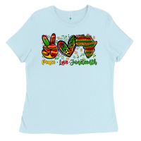 Baby Blue peace love juneteenth Ladies Tee - Zillion Design Studio