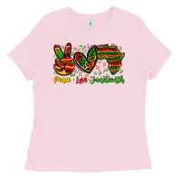Bubblegum Pink peace love juneteenth Ladies Tee - Zillion Design Studio