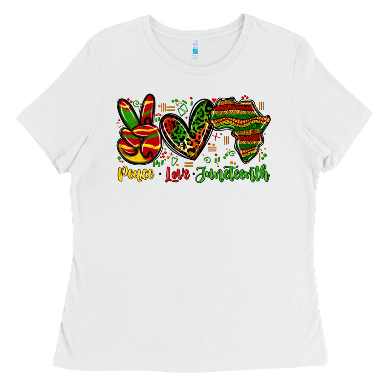 Peace Love Juneteenth Ladies Tee by Zillion Design Studio | Teevron