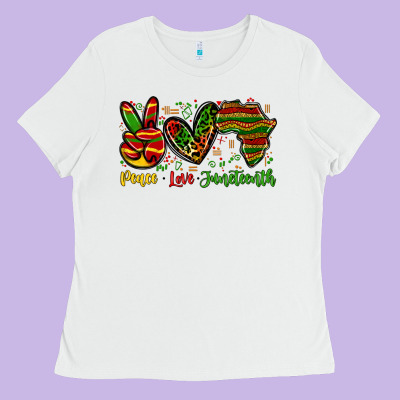 Peace Love Juneteenth Ladies Tee Designed By Zillion Design Studio
