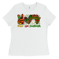 White peace love juneteenth Ladies Tee - Zillion Design Studio