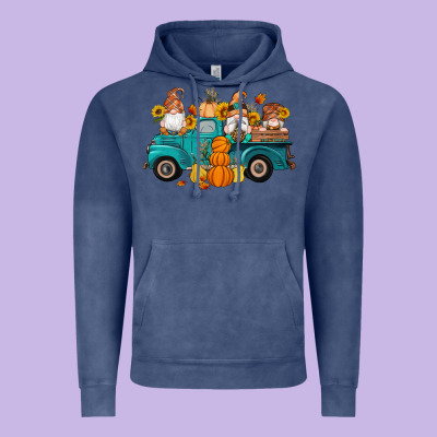 Fall Gnomes Truck Pumpkin Sunflowers Vintage Hoodie Designed By Artiststas