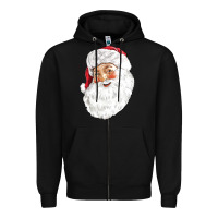 Black Santa Zipper Hoodie - NancyCooperArtShop
