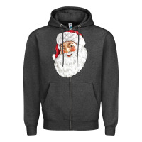 Charcoal Heather Santa Zipper Hoodie - NancyCooperArtShop