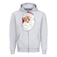 Heather Grey Santa Zipper Hoodie - NancyCooperArtShop