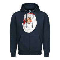 Navy Santa Zipper Hoodie - NancyCooperArtShop