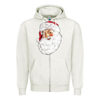 Oatmeal Heather Santa Zipper Hoodie - NancyCooperArtShop