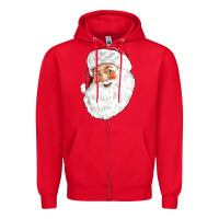 Red Santa Zipper Hoodie - NancyCooperArtShop