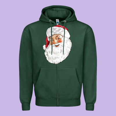 Santa Zipper Hoodie Designed By Nancycooperartshop