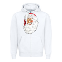 White Santa Zipper Hoodie - NancyCooperArtShop