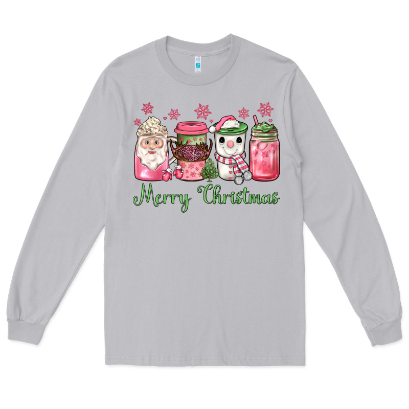 Pink  Merry Christmas Coffee Long Sleeve Tee by JahusDesignShop | Teevron