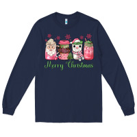 Navy pink  merry christmas coffee Long Sleeve Tee - JahusDesignShop