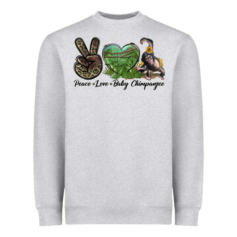 Leopard Peace Love Baby Chimpanzee Heavyweight Sweatshirt by LillyAllenDesigns | Teevron
