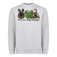 Heather Grey Leopard Peace Love Baby Chimpanzee Heavyweight Sweatshirt - LillyAllenDesigns
