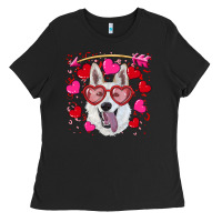 Black valentine's day  white shepherd Ladies Tee - RanaPortraitStore