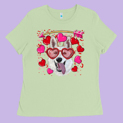 Valentine's Day  White Shepherd Ladies Tee Designed By Ranaportraitstore