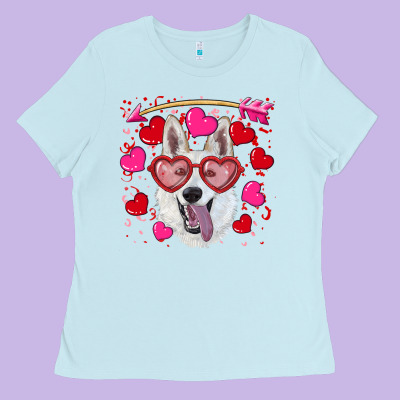 Valentine's Day  White Shepherd Ladies Tee Designed By Ranaportraitstore