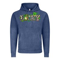 Vintage Denim lucky with gnome and  shamrocks Vintage Hoodie - AdoDesignShop