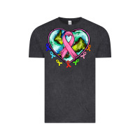 Vintage Black heart earth and cancer ribbon Vintage Tee - AdoDesignShop