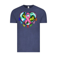Vintage Denim heart earth and cancer ribbon Vintage Tee - AdoDesignShop