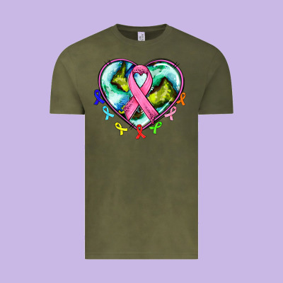 Heart Earth And Cancer Ribbon Vintage Tee Designed By Adodesignshop