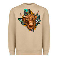 Mushroom Texas map long haired shaggy cow Heavyweight Sweatshirt - Jasminsmagicworld