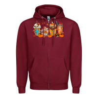 Burgundy give thanks coffee cups Zipper Hoodie - MaliasSmallBusiness