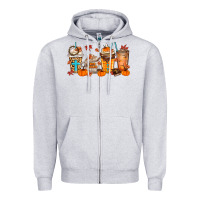 Heather Grey give thanks coffee cups Zipper Hoodie - MaliasSmallBusiness