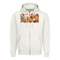 Oatmeal Heather give thanks coffee cups Zipper Hoodie - MaliasSmallBusiness