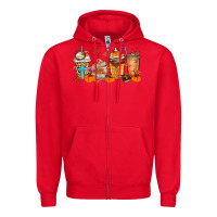 Red give thanks coffee cups Zipper Hoodie - MaliasSmallBusiness