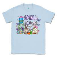 Dusty Blue Small Town Easter Day Classic Tee - CowhideDigitalArt