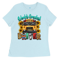 Baby Blue worlds greatest school bus driver Ladies Tee - texasbilliewilder