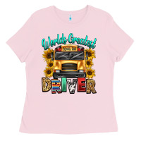 Bubblegum Pink worlds greatest school bus driver Ladies Tee - texasbilliewilder