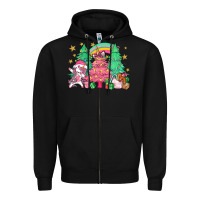 Black Unicorn Christmas trees Zipper Hoodie - NancyCooperArtShop