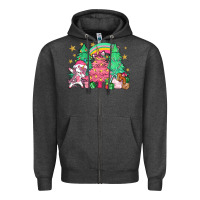 Charcoal Heather Unicorn Christmas trees Zipper Hoodie - NancyCooperArtShop