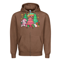 Chestnut Unicorn Christmas trees Zipper Hoodie - NancyCooperArtShop