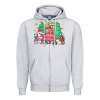 Heather Grey Unicorn Christmas trees Zipper Hoodie - NancyCooperArtShop