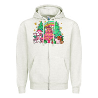 Oatmeal Heather Unicorn Christmas trees Zipper Hoodie - NancyCooperArtShop