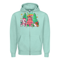 Seafoam Unicorn Christmas trees Zipper Hoodie - NancyCooperArtShop
