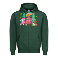 Sports Green Unicorn Christmas trees Zipper Hoodie - NancyCooperArtShop