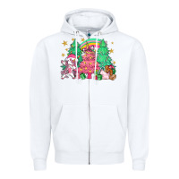 White Unicorn Christmas trees Zipper Hoodie - NancyCooperArtShop