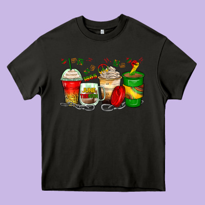 Juneteenth Coffee Cups Heavy Core Tee Designed By Zillion Design Studio