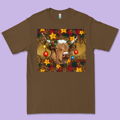 Christmas Highland Cow Tumbler Premium Tee Designed By Ranaportraitstore