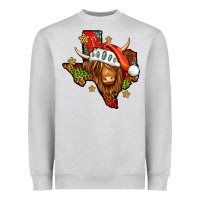 Heather Grey Shaggy cow Texas Christmas Heavyweight Sweatshirt - Jasminsmagicworld