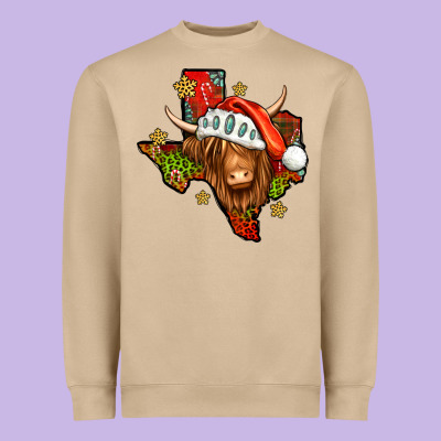 Shaggy Cow Texas Christmas Heavyweight Sweatshirt Designed By Jasminsmagicworld