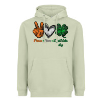 Peace Love St Patrick's Day Heavyweight Hoodie | Teevron